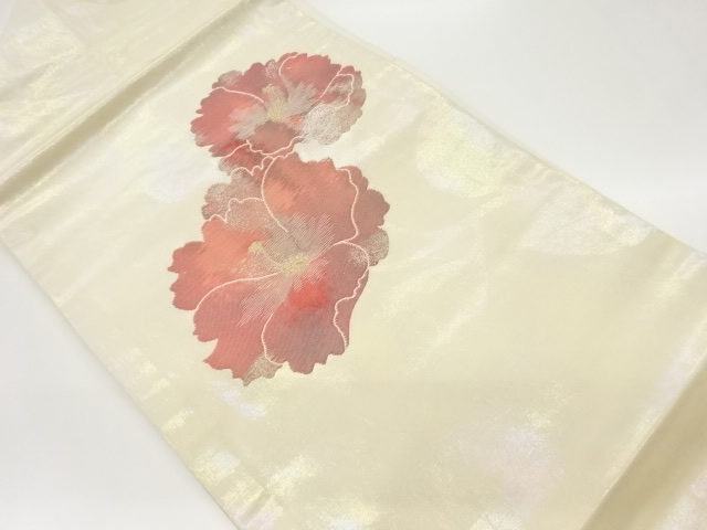JAPANESE KIMONO / VINTAGE NAGOYA OBI / WOVEN FLOWER